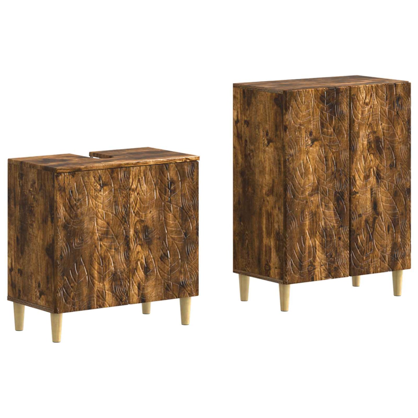 vidaXL 2 Piece Bathroom Cabinet Set DELFT Smoked Oak Engineered Wood