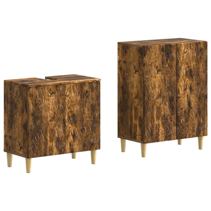 vidaXL 2 Piece Bathroom Cabinet Set DELFT Smoked Oak Engineered Wood