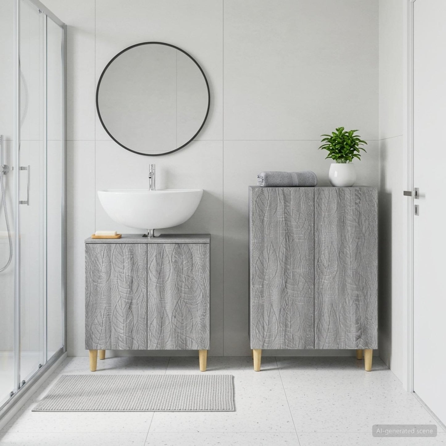 vidaXL 2 Piece Bathroom Cabinet Set DELFT Grey Sonoma Engineered Wood