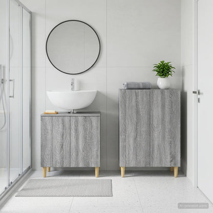 vidaXL 2 Piece Bathroom Cabinet Set DELFT Grey Sonoma Engineered Wood