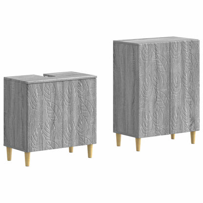 vidaXL 2 Piece Bathroom Cabinet Set DELFT Grey Sonoma Engineered Wood