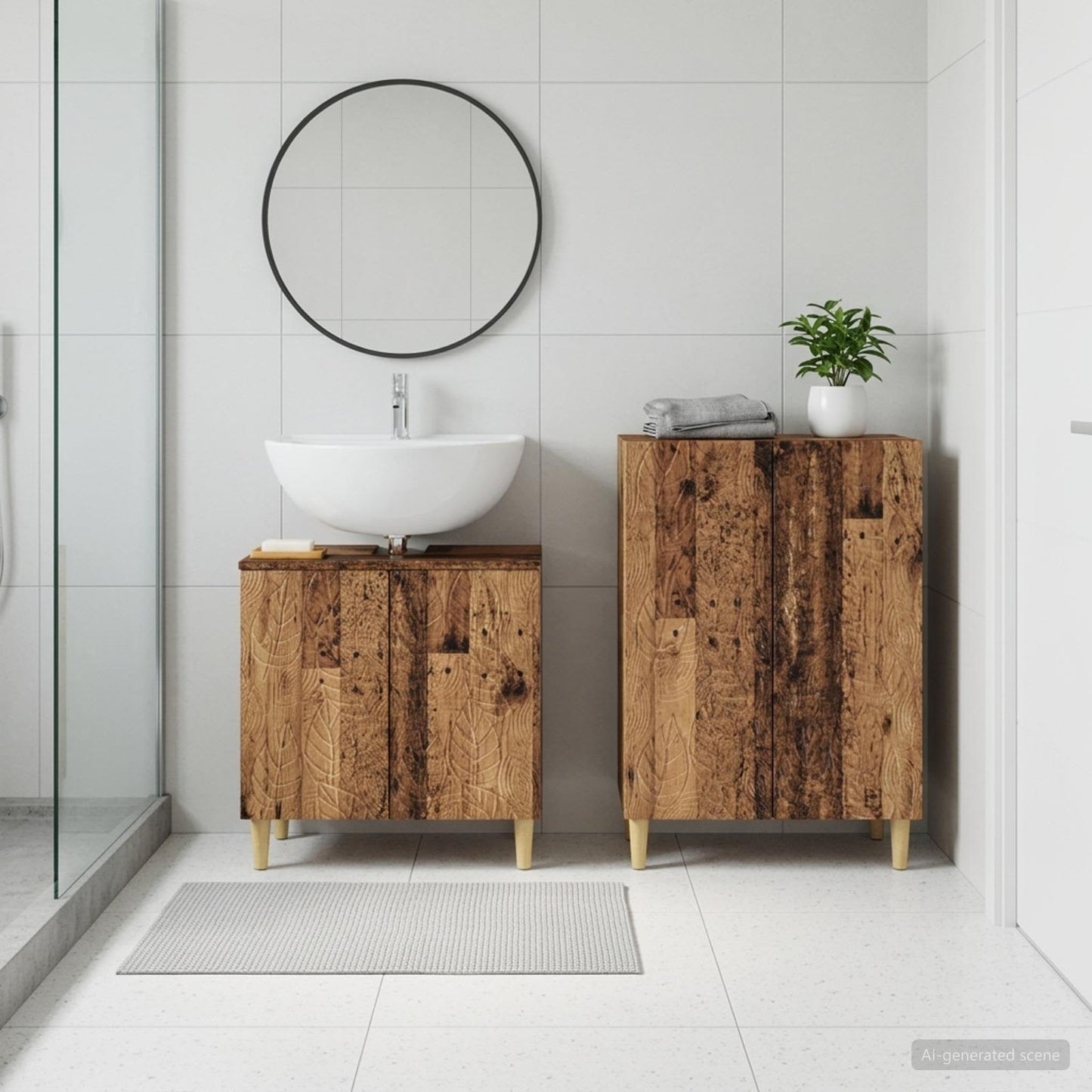 vidaXL 2 Piece Bathroom Cabinet Set DELFT Old Wood Engineered Wood