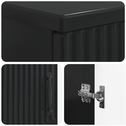 vidaXL 2 Piece Bathroom Cabinet Set HOORN Black Engineered Wood