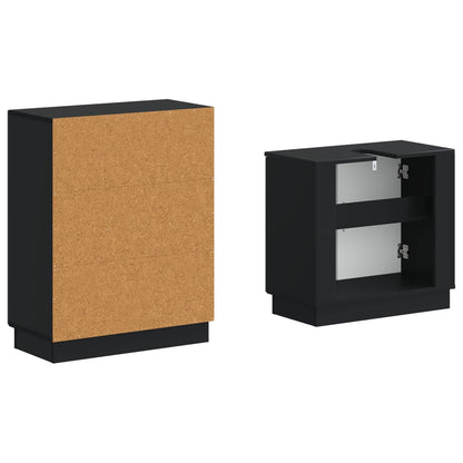vidaXL 2 Piece Bathroom Cabinet Set HOORN Black Engineered Wood