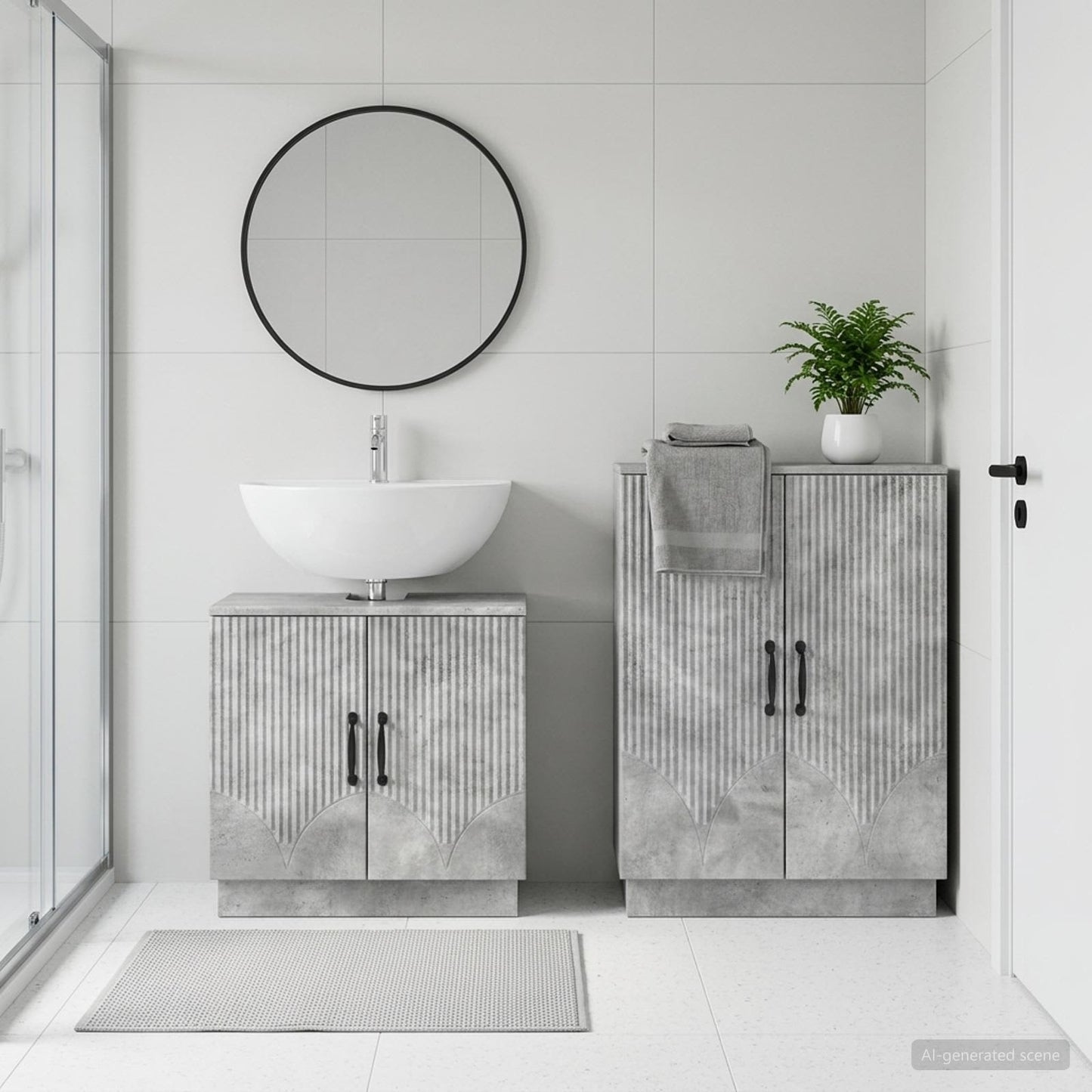 vidaXL 2 Piece Bathroom Cabinet Set HOORN Concrete Grey