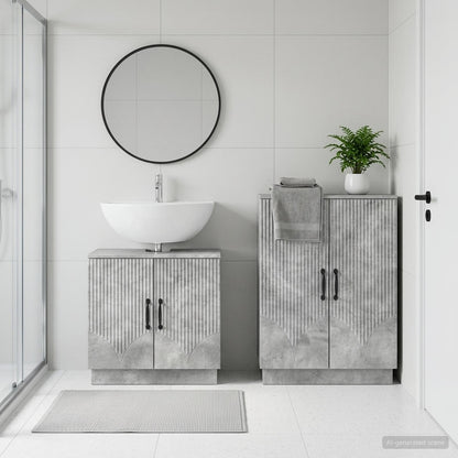 vidaXL 2 Piece Bathroom Cabinet Set HOORN Concrete Grey