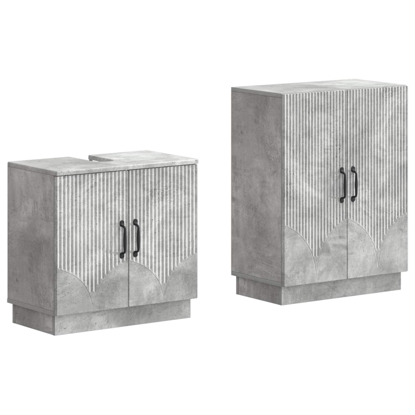 vidaXL 2 Piece Bathroom Cabinet Set HOORN Concrete Grey