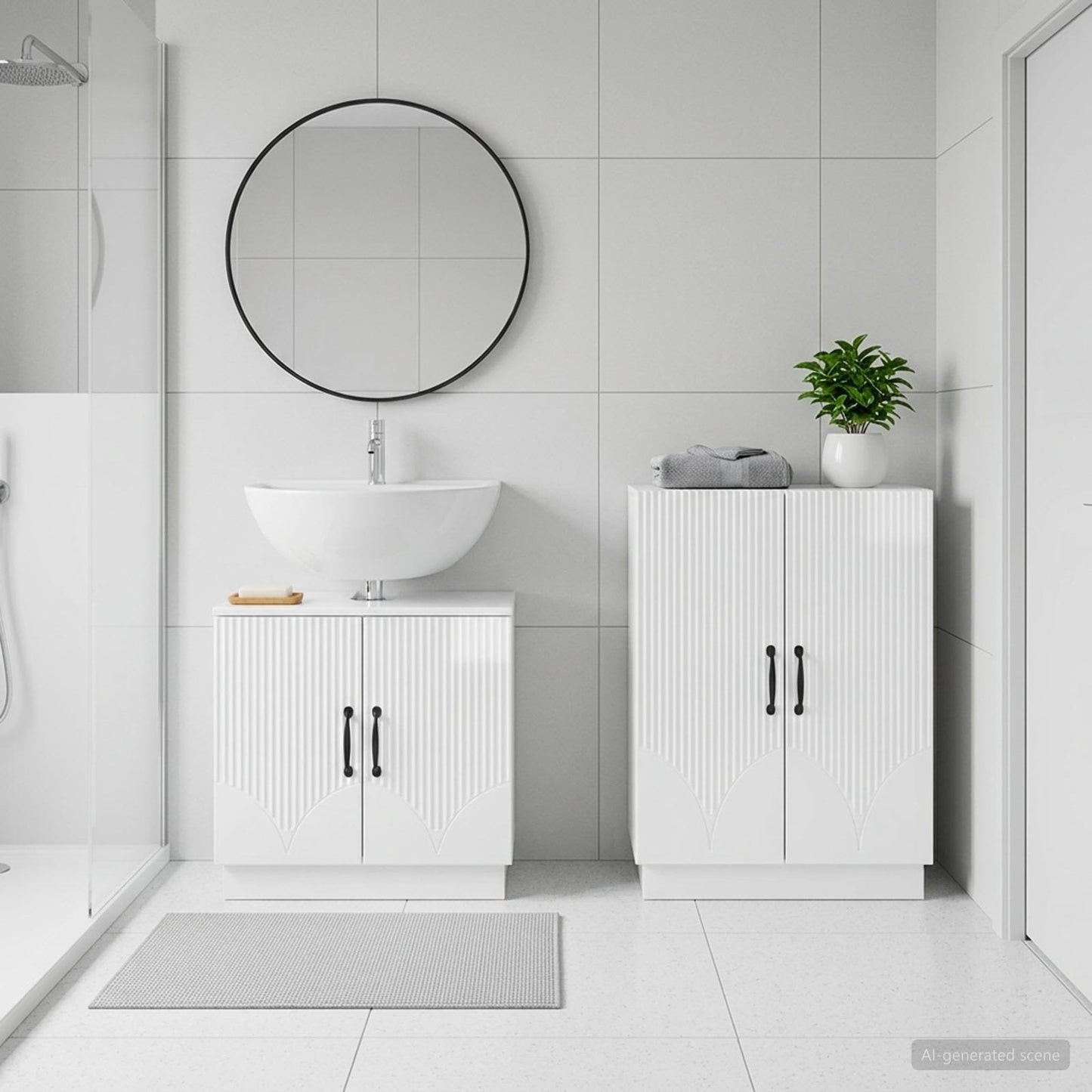 vidaXL 2 Piece Bathroom Cabinet Set HOORN High Gloss White