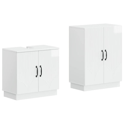 vidaXL 2 Piece Bathroom Cabinet Set HOORN High Gloss White