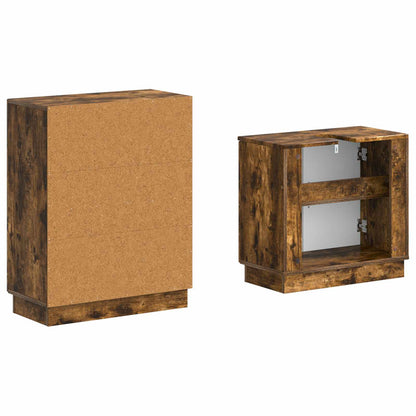 vidaXL 2 Piece Bathroom Cabinet Set HOORN Smoked Oak Engineered Wood