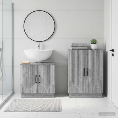 vidaXL 2 Piece Bathroom Cabinet Set HOORN Grey Sonoma Engineered Wood