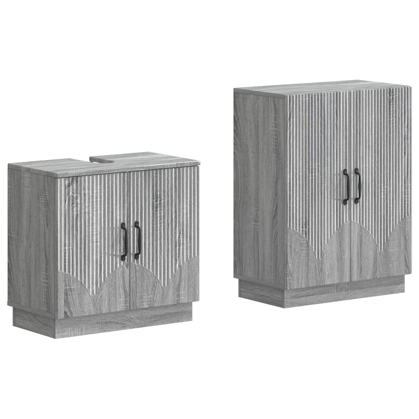 vidaXL 2 Piece Bathroom Cabinet Set HOORN Grey Sonoma Engineered Wood