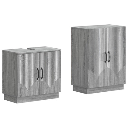 vidaXL 2 Piece Bathroom Cabinet Set HOORN Grey Sonoma Engineered Wood