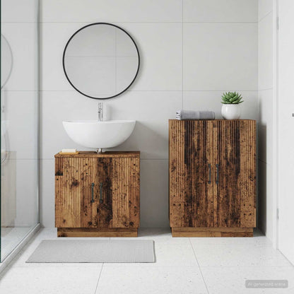 vidaXL 2 Piece Bathroom Cabinet Set HOORN Old Wood Engineered Wood