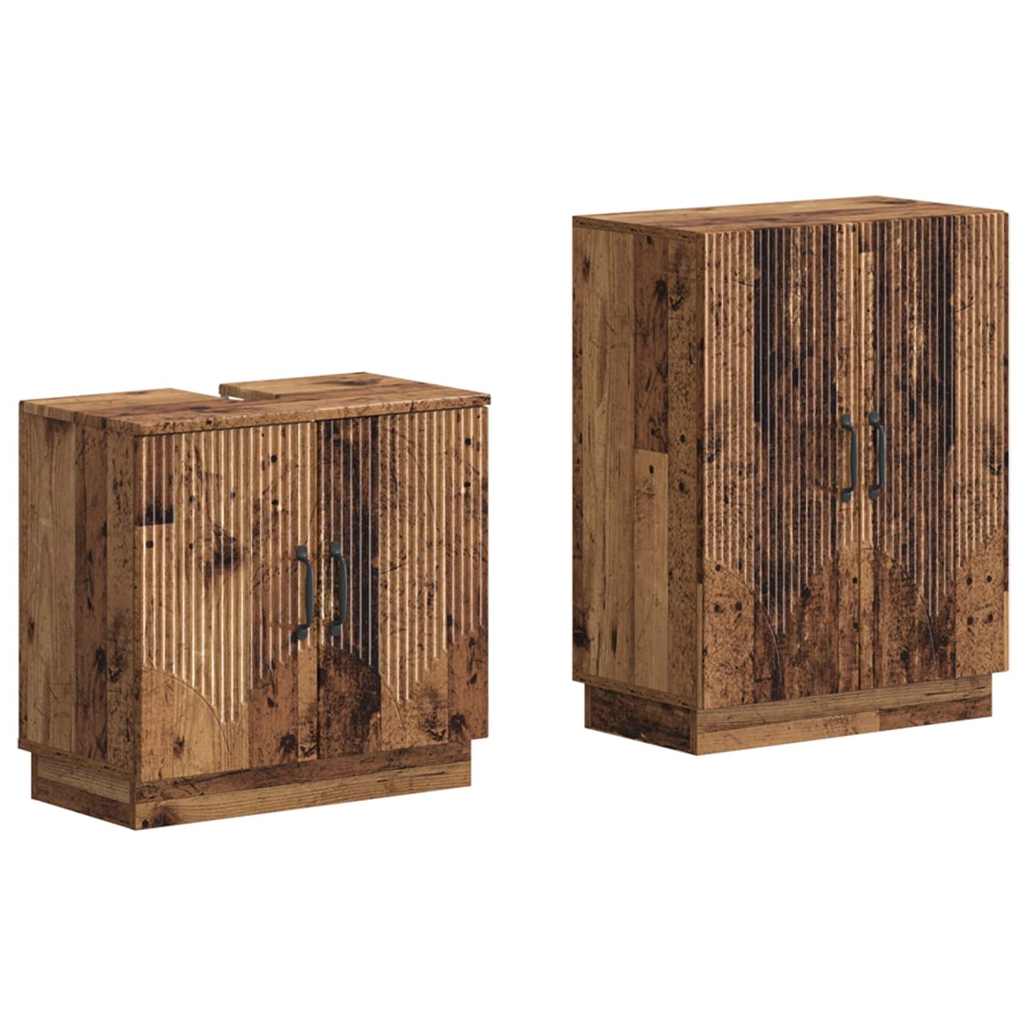 vidaXL 2 Piece Bathroom Cabinet Set HOORN Old Wood Engineered Wood