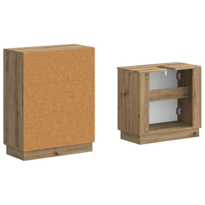 vidaXL 2 Piece Bathroom Cabinet Set HOORN Artisan Oak Engineered Wood
