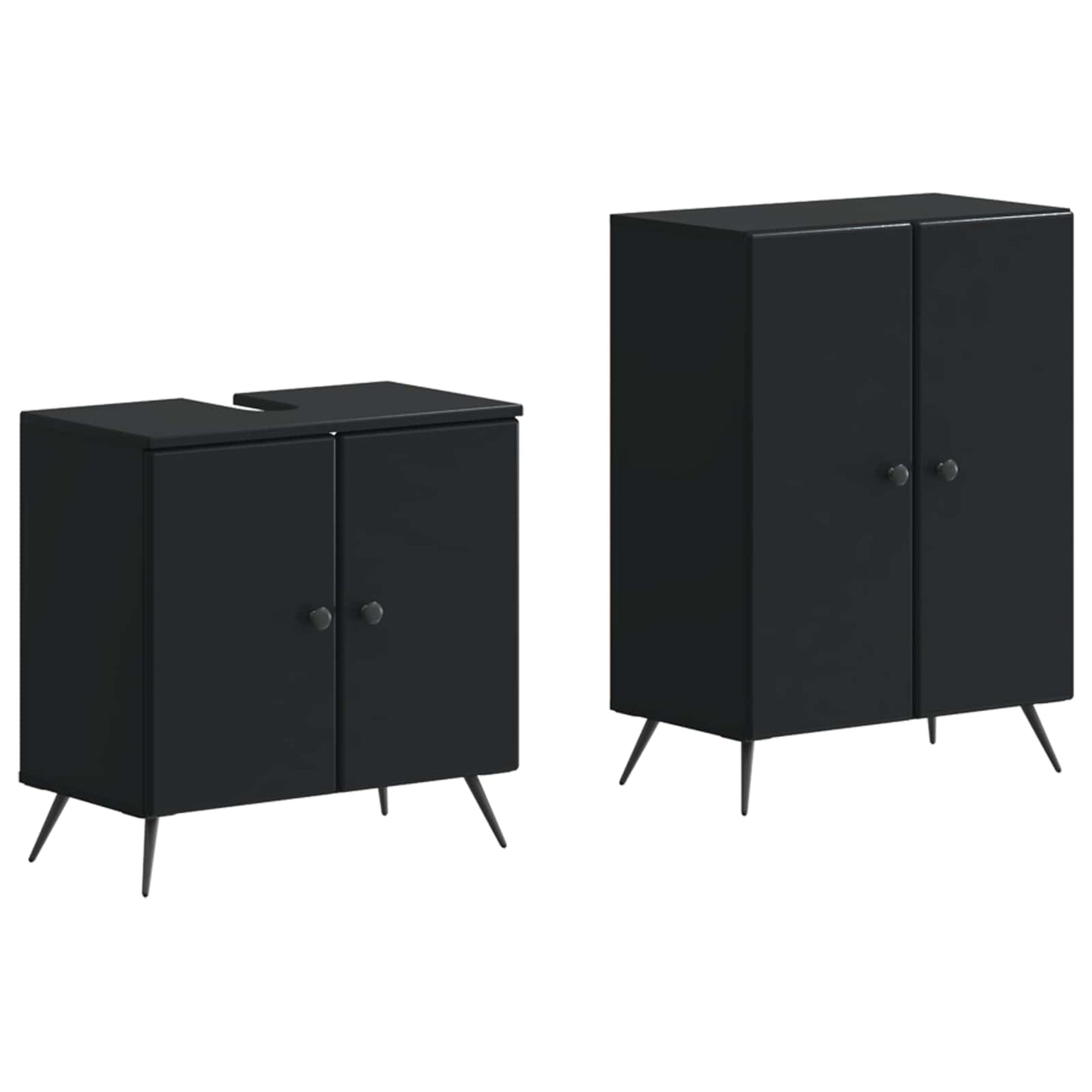 vidaXL 2 Piece Bathroom Cabinet Set BREDA Black Engineered Wood