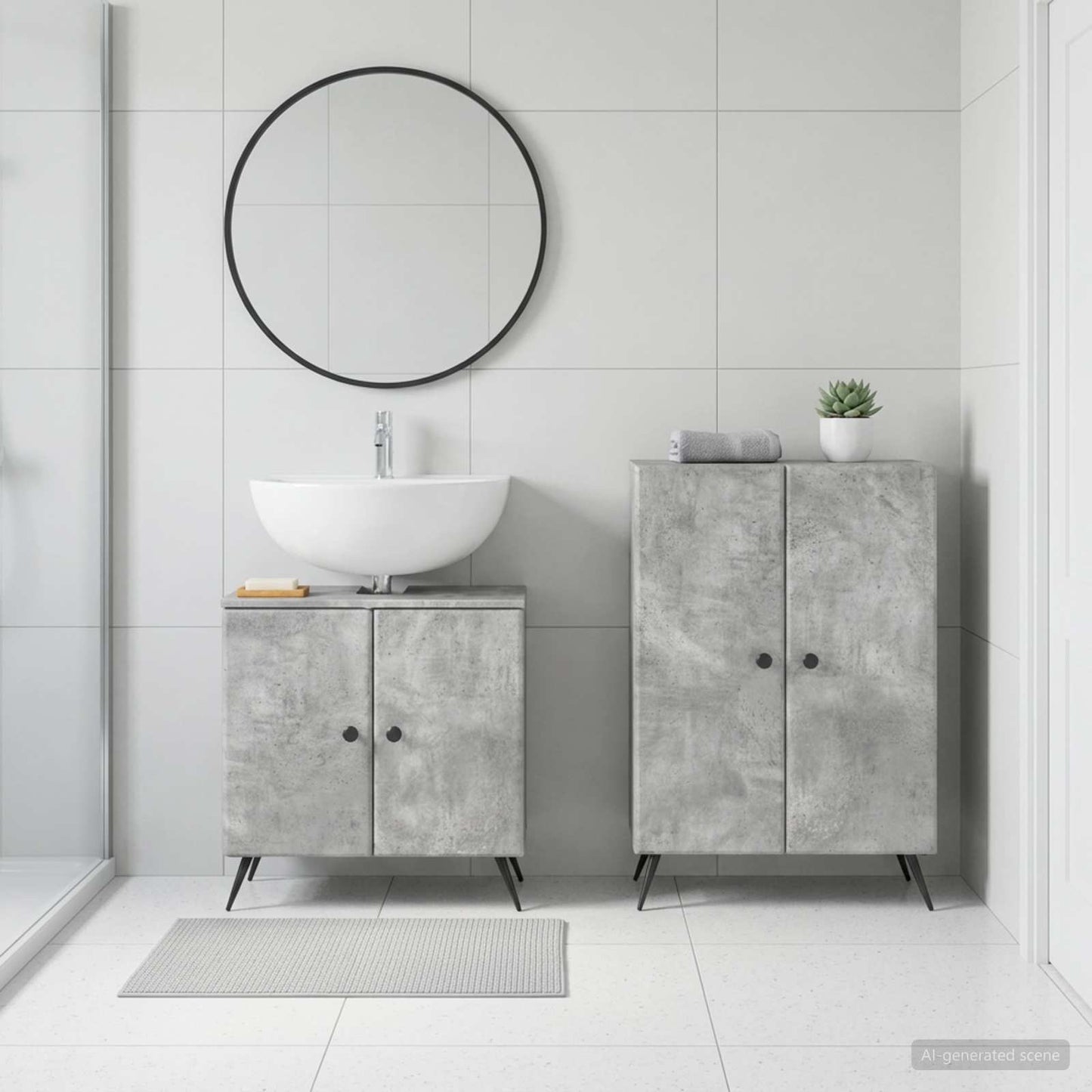 vidaXL 2 Piece Bathroom Cabinet Set BREDA Concrete Grey