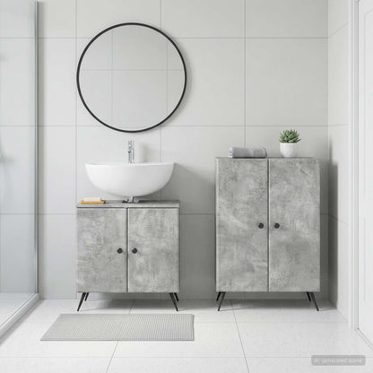 vidaXL 2 Piece Bathroom Cabinet Set BREDA Concrete Grey