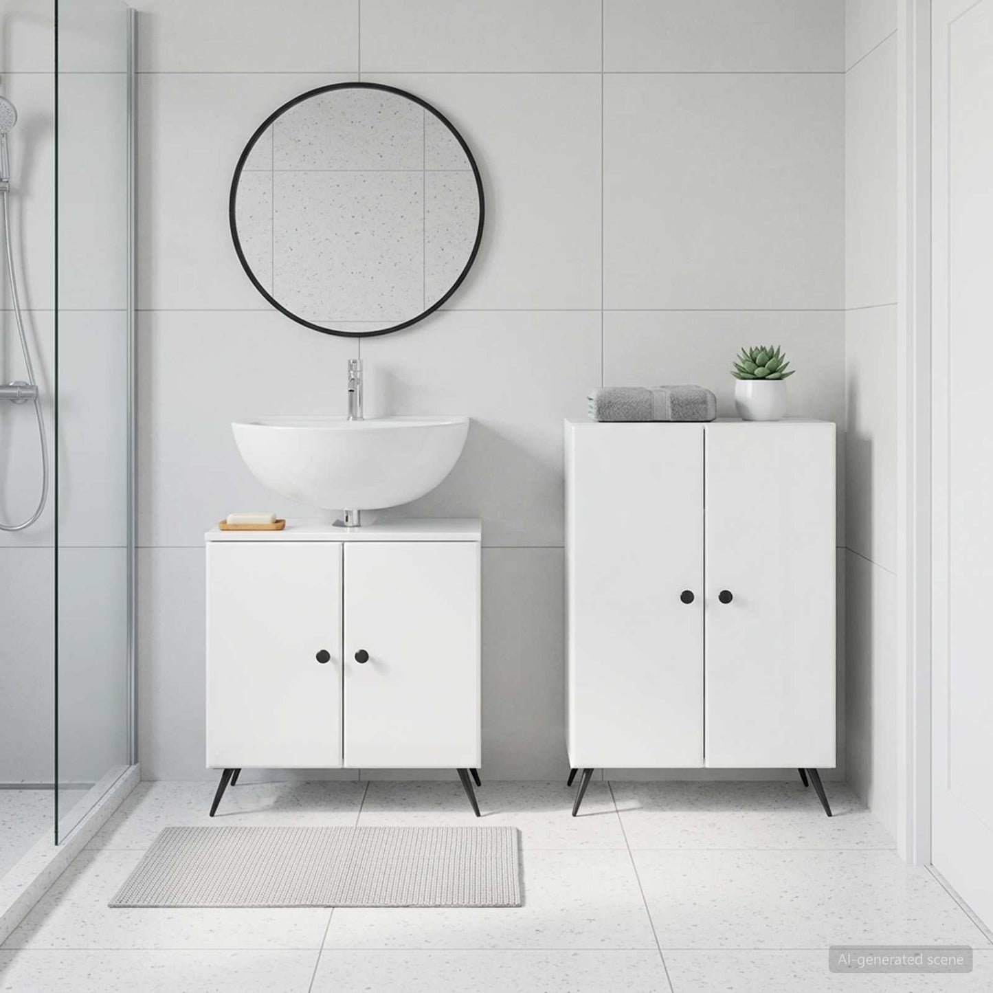 vidaXL 2 Piece Bathroom Cabinet Set BREDA High Gloss White