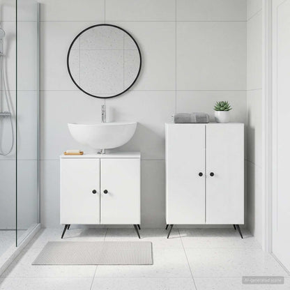 vidaXL 2 Piece Bathroom Cabinet Set BREDA High Gloss White