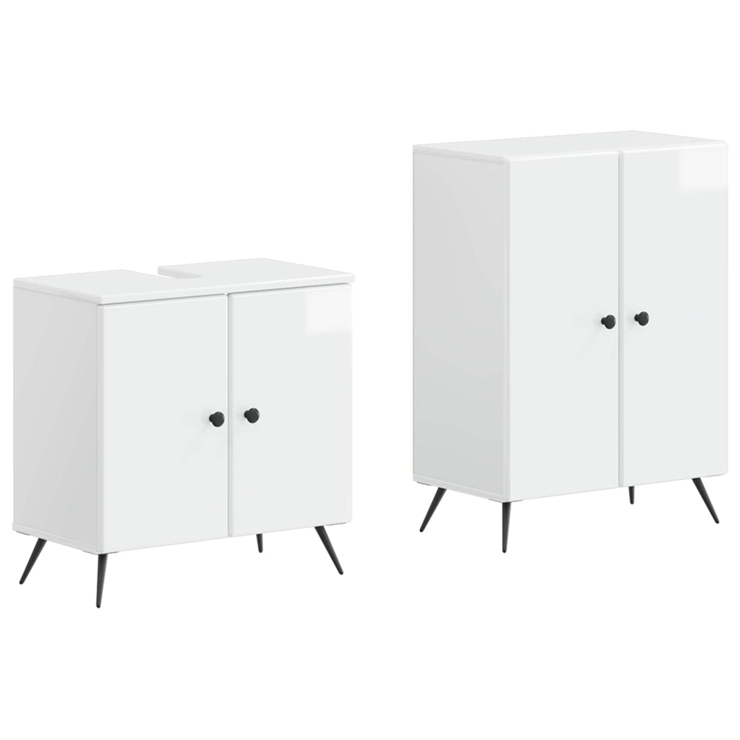 vidaXL 2 Piece Bathroom Cabinet Set BREDA High Gloss White