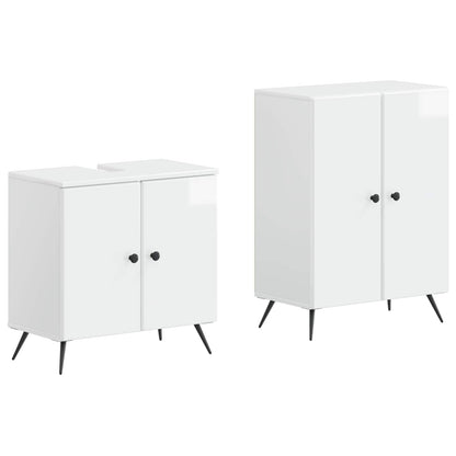 vidaXL 2 Piece Bathroom Cabinet Set BREDA High Gloss White