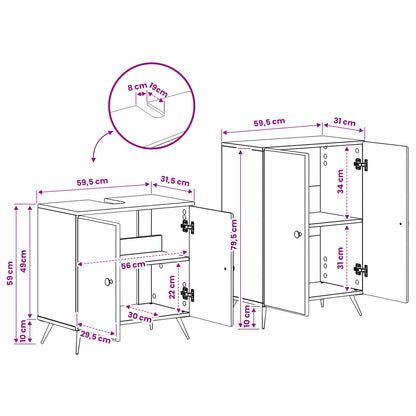 vidaXL 2 Piece Bathroom Cabinet Set BREDA High Gloss White