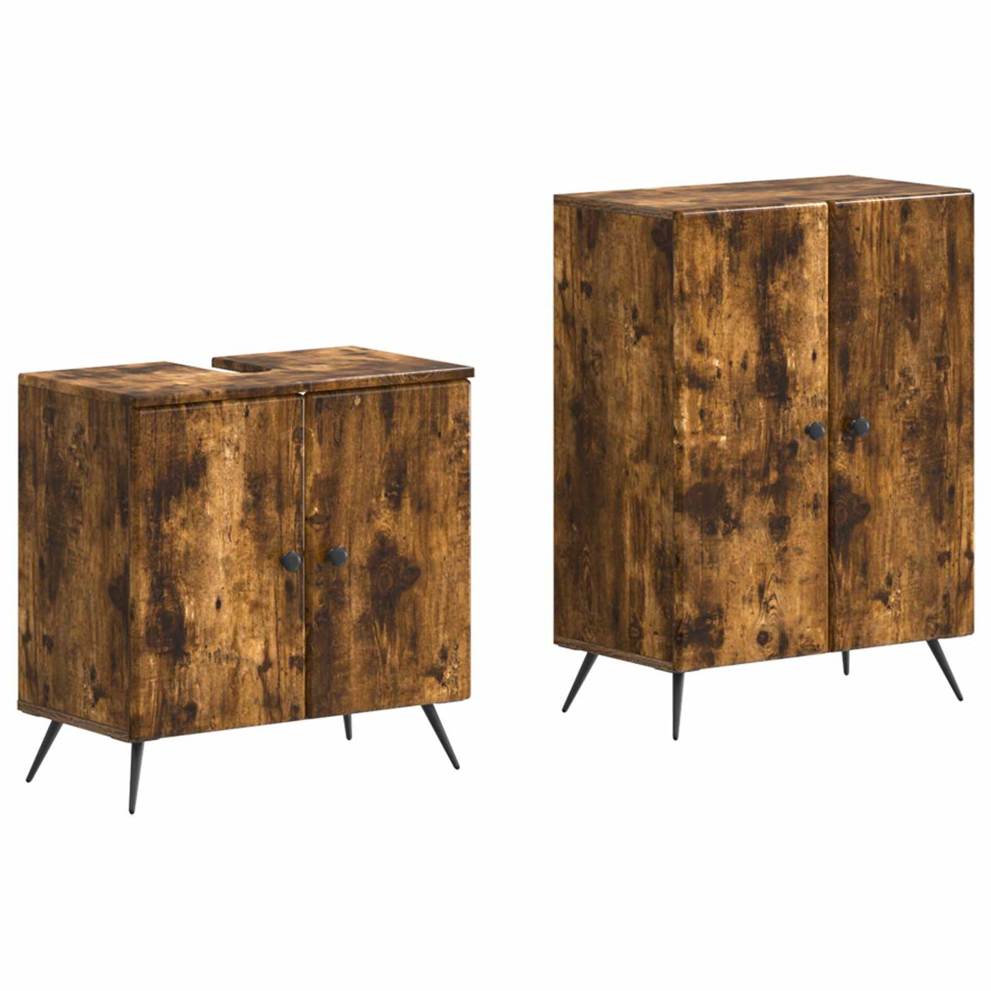 vidaXL 2 Piece Bathroom Cabinet Set BREDA Smoked Oak Engineered Wood
