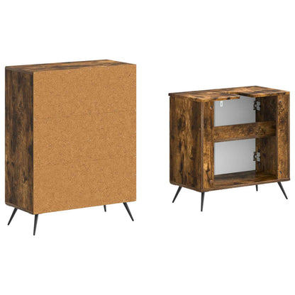 vidaXL 2 Piece Bathroom Cabinet Set BREDA Smoked Oak Engineered Wood