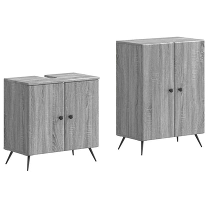 vidaXL 2 Piece Bathroom Cabinet Set BREDA Grey Sonoma Engineered Wood
