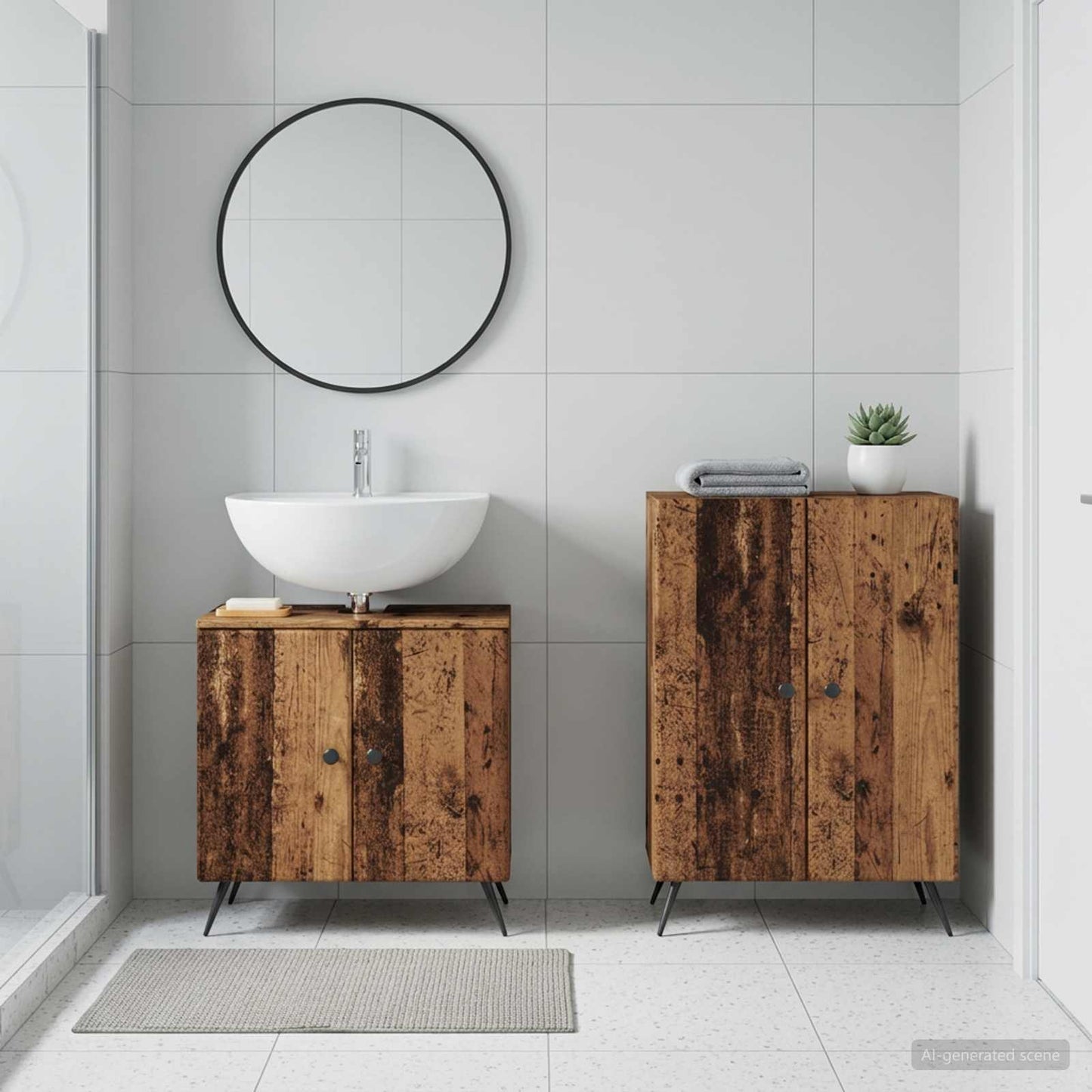 vidaXL 2 Piece Bathroom Cabinet Set BREDA Old Wood Engineered Wood
