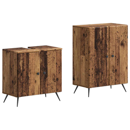 vidaXL 2 Piece Bathroom Cabinet Set BREDA Old Wood Engineered Wood