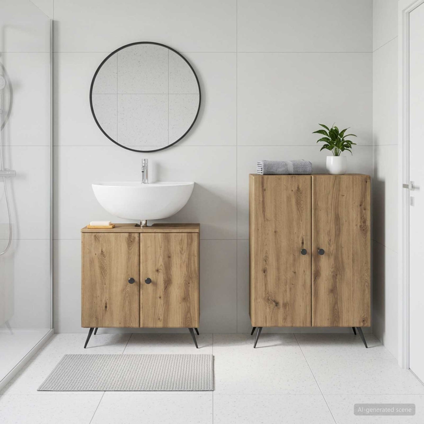 vidaXL 2 Piece Bathroom Cabinet Set BREDA Artisan Oak Engineered Wood