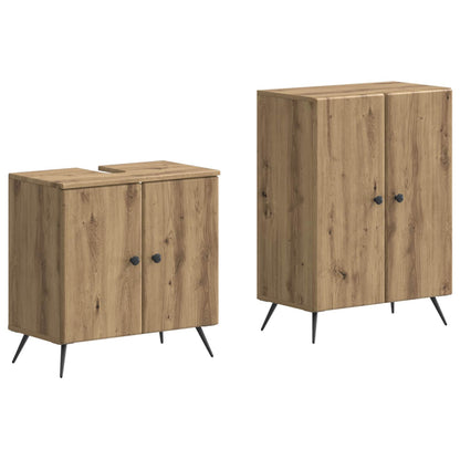 vidaXL 2 Piece Bathroom Cabinet Set BREDA Artisan Oak Engineered Wood