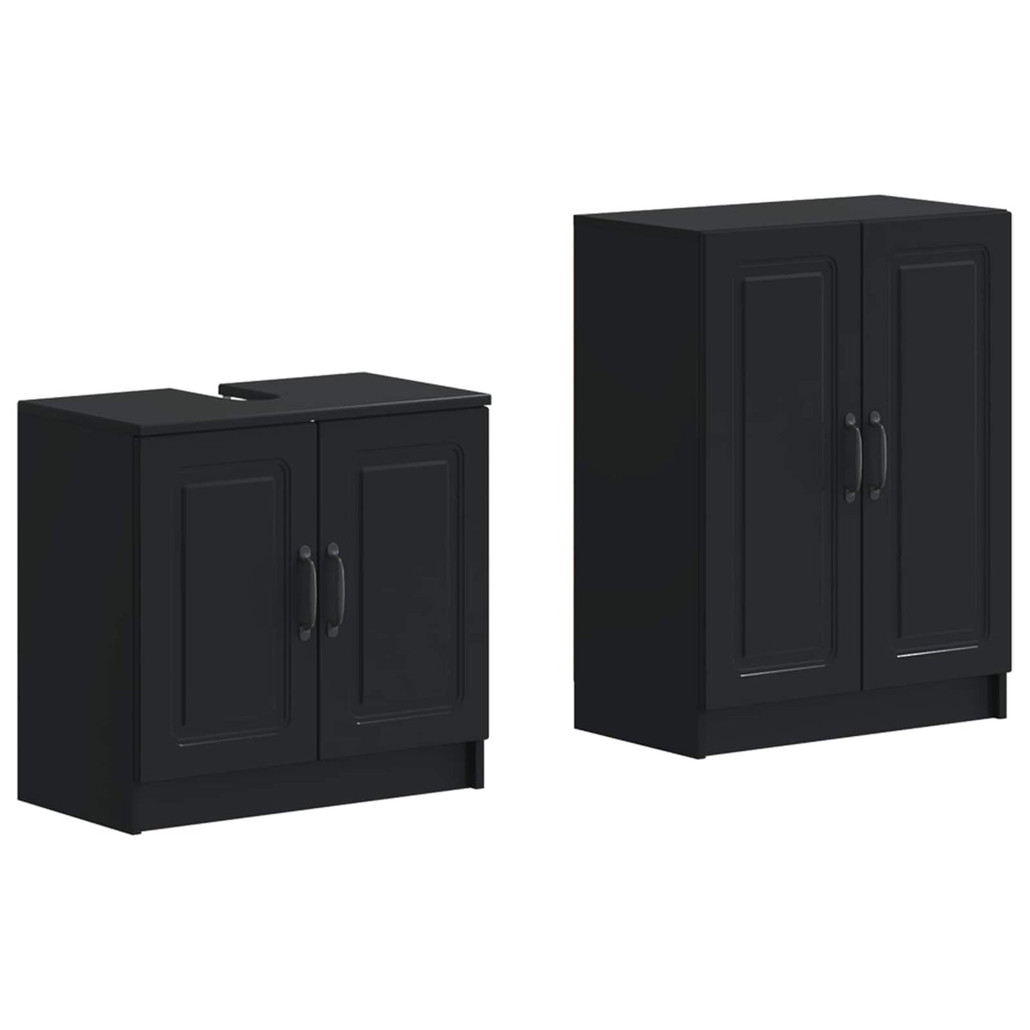 vidaXL 2 Piece Bathroom Cabinet Set UTRECHT Black Engineered Wood