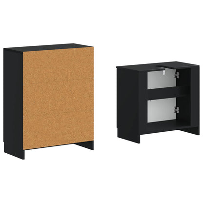 vidaXL 2 Piece Bathroom Cabinet Set UTRECHT Black Engineered Wood