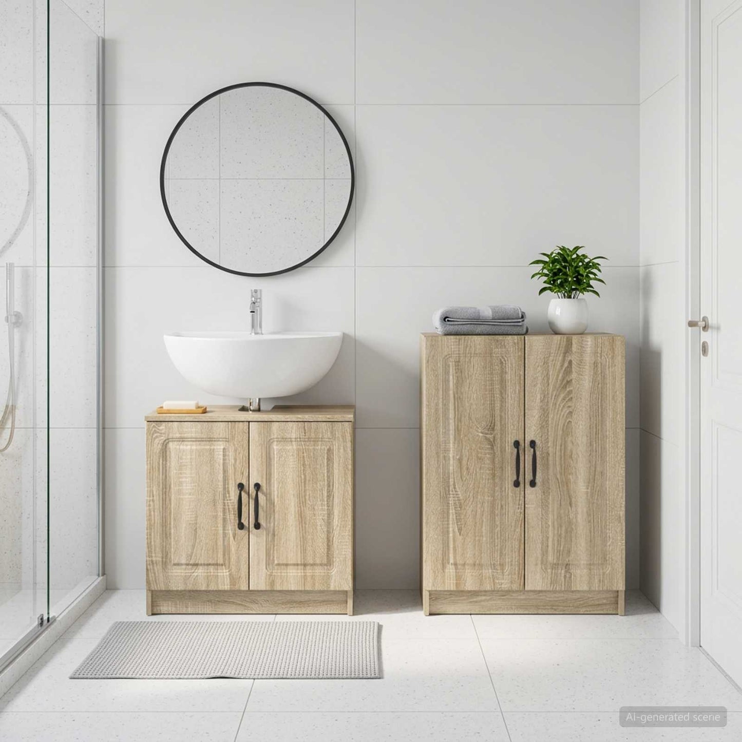 vidaXL 2 Piece Bathroom Cabinet Set UTRECHT Sonoma Oak Engineered Wood