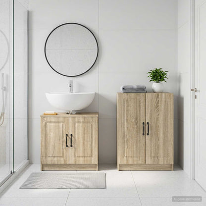 vidaXL 2 Piece Bathroom Cabinet Set UTRECHT Sonoma Oak Engineered Wood