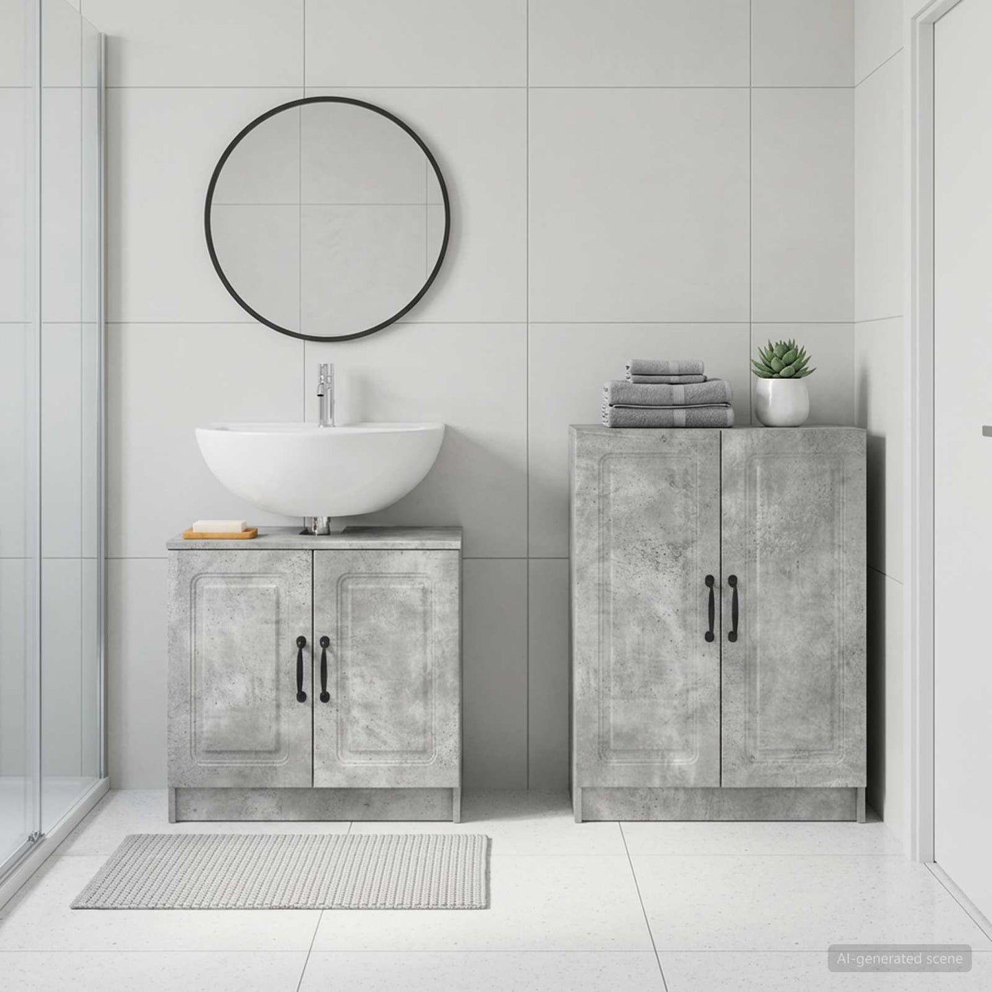 vidaXL 2 Piece Bathroom Cabinet Set UTRECHT Concrete Grey