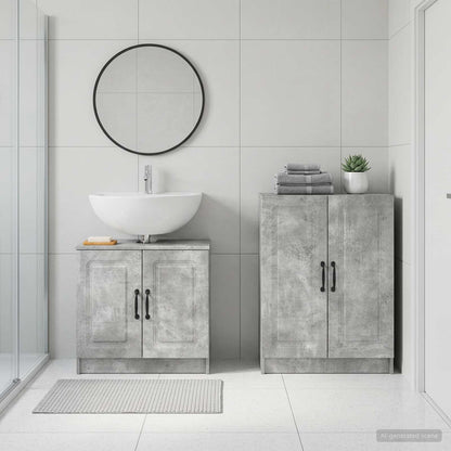 vidaXL 2 Piece Bathroom Cabinet Set UTRECHT Concrete Grey