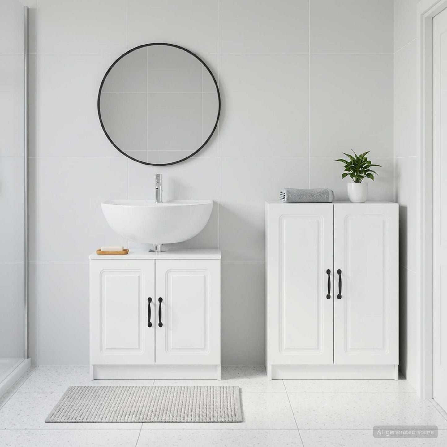 vidaXL 2 Piece Bathroom Cabinet Set UTRECHT High Gloss White