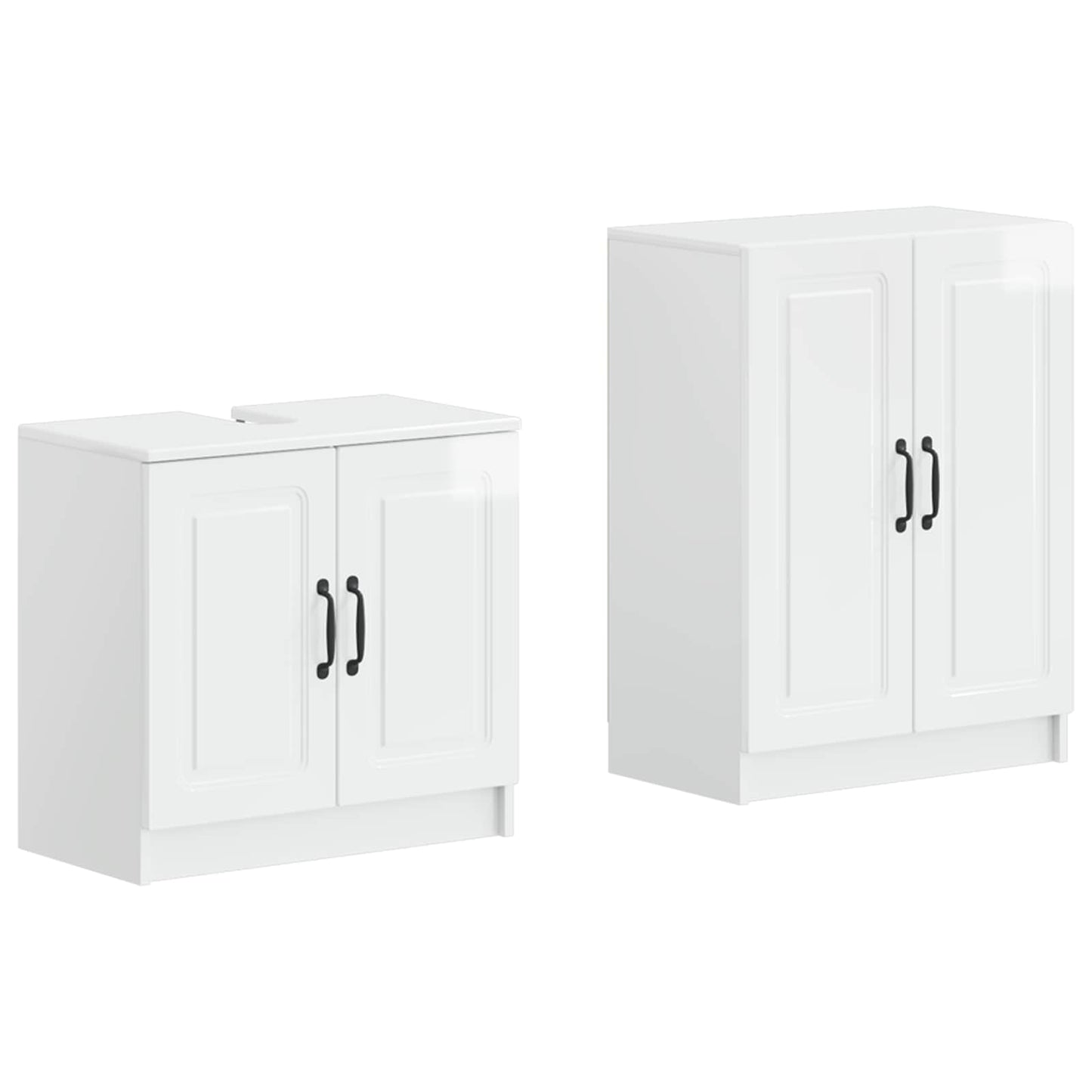 vidaXL 2 Piece Bathroom Cabinet Set UTRECHT High Gloss White