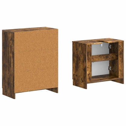 vidaXL 2 Piece Bathroom Cabinet Set UTRECHT Smoked Oak Engineered Wood