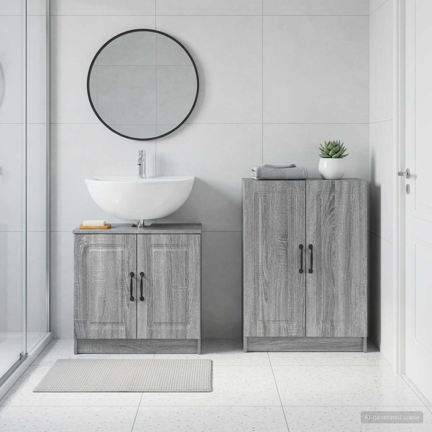 vidaXL 2 Piece Bathroom Cabinet Set UTRECHT Grey Sonoma
