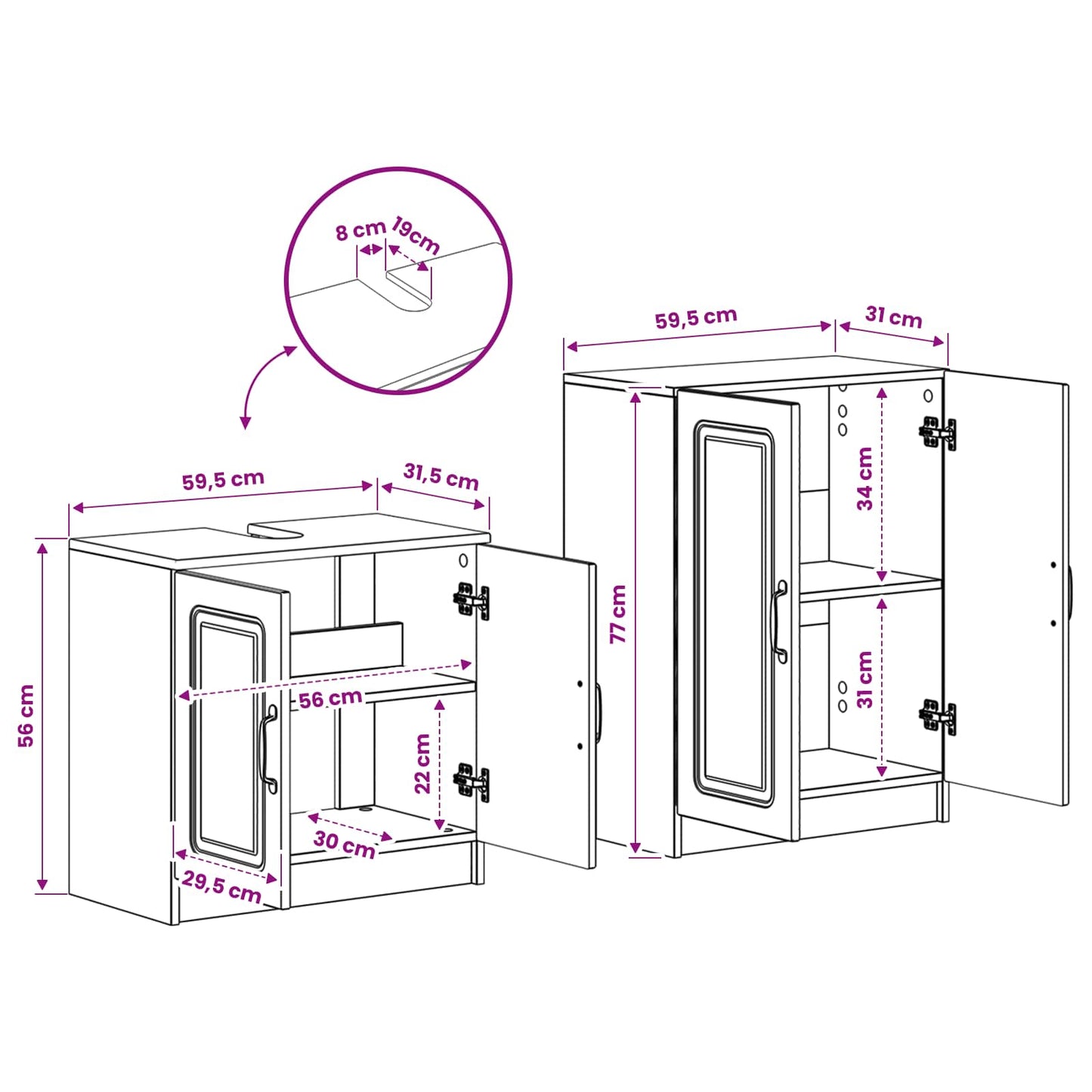 vidaXL 2 Piece Bathroom Cabinet Set UTRECHT Grey Sonoma