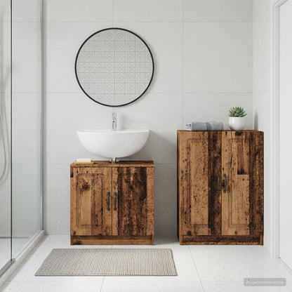 vidaXL 2 Piece Bathroom Cabinet Set UTRECHT Old Wood Engineered Wood