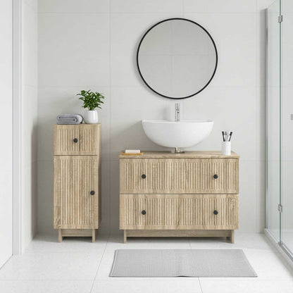 vidaXL 2 Piece Bathroom Cabinet Set EDE Sonoma Oak Engineered Wood