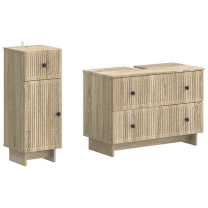 vidaXL 2 Piece Bathroom Cabinet Set EDE Sonoma Oak Engineered Wood