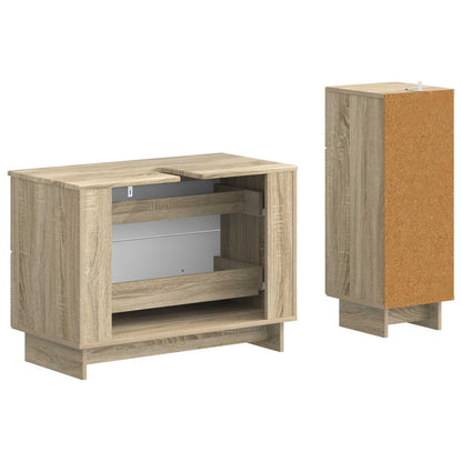 vidaXL 2 Piece Bathroom Cabinet Set EDE Sonoma Oak Engineered Wood